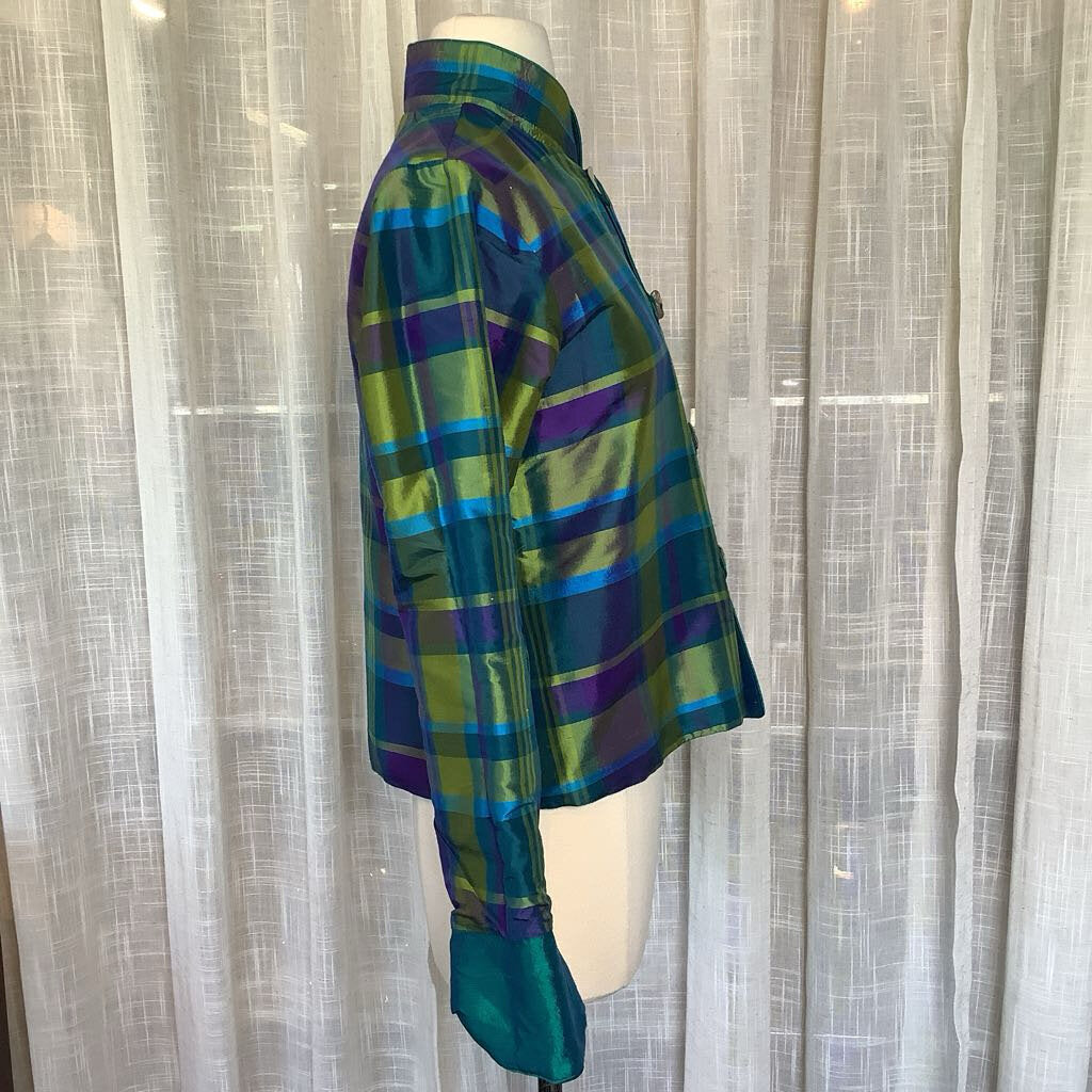 90s Reversible Blazer Teal/Plaid