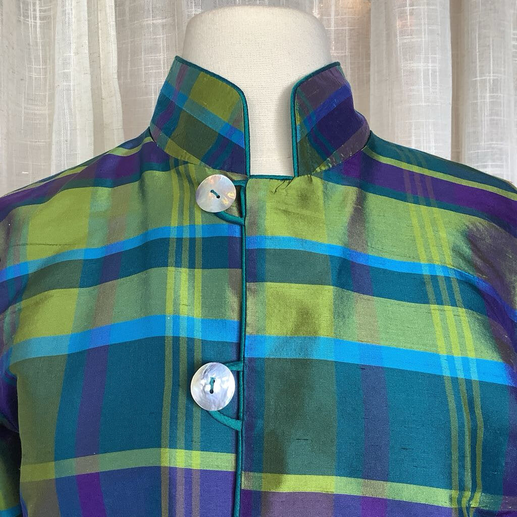 90s Reversible Blazer Teal/Plaid