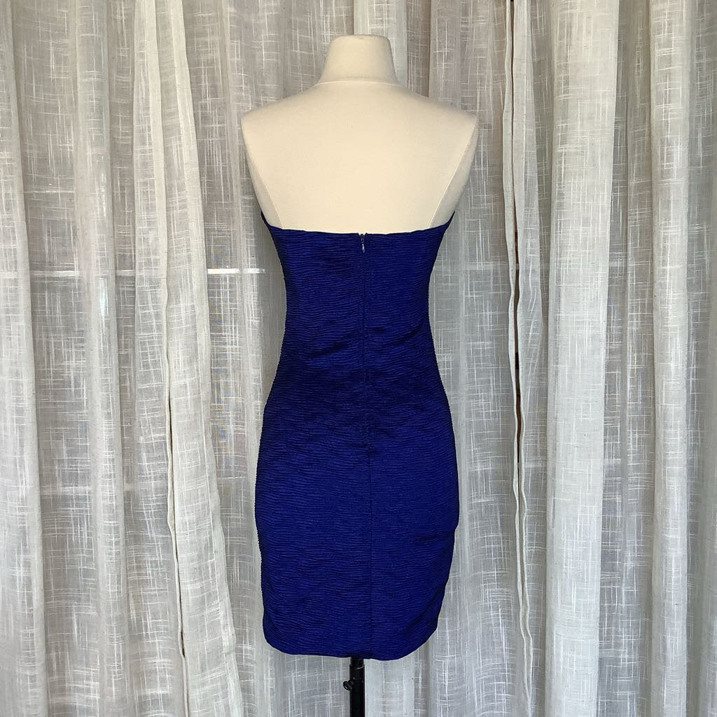 90s Style Navy Blue Gold Sequin Strapless Cocktail Dressess