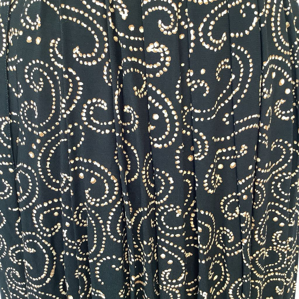 1990s Black Swirl Midi Skirt