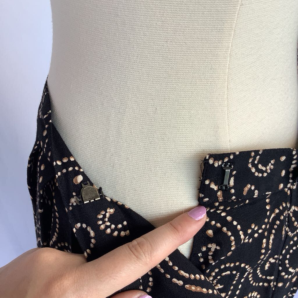 1990s Black Swirl Midi Skirt