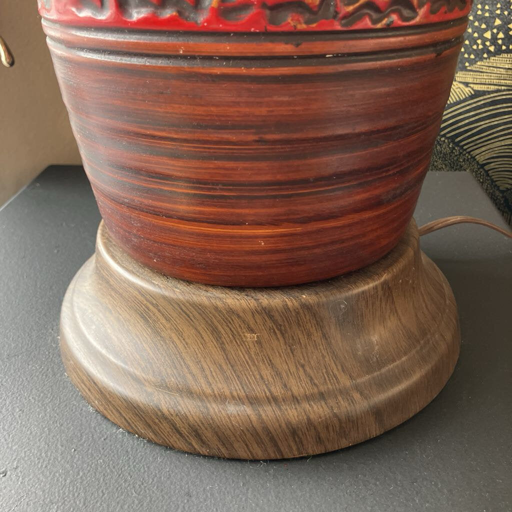 Mid-Century Red, Black & Gold Table Lamp