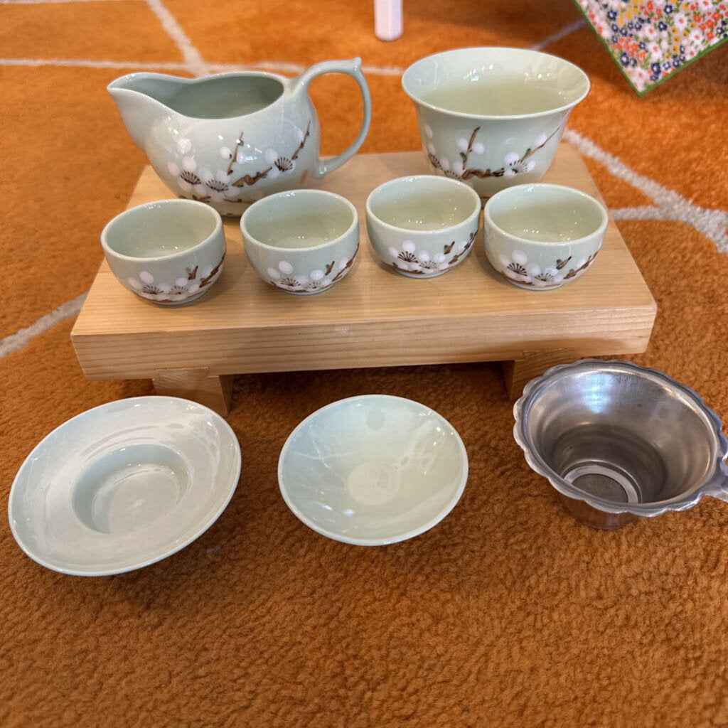 Authentic Japanese "Dogwood Blossom" Tea Ceremony Set - 9pcs