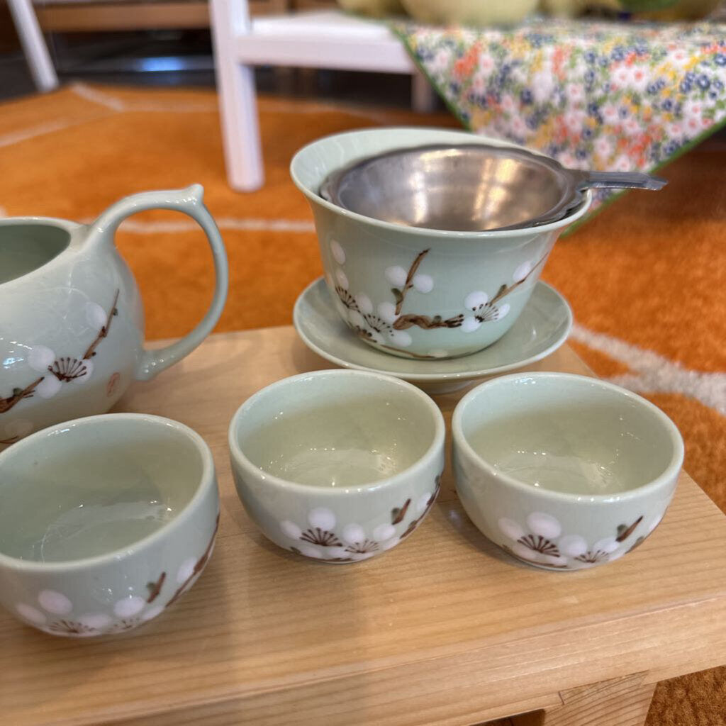 Authentic Japanese "Dogwood Blossom" Tea Ceremony Set - 9pcs