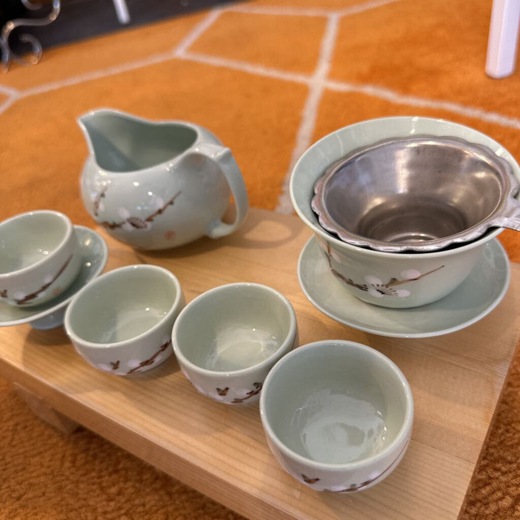 Authentic Japanese "Dogwood Blossom" Tea Ceremony Set - 9pcs