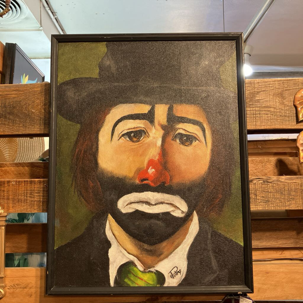 Vintage Original Hobo Clown Painting