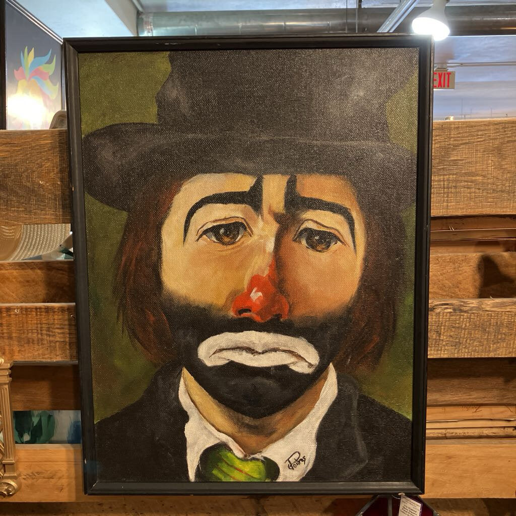 Vintage Original Hobo Clown Painting