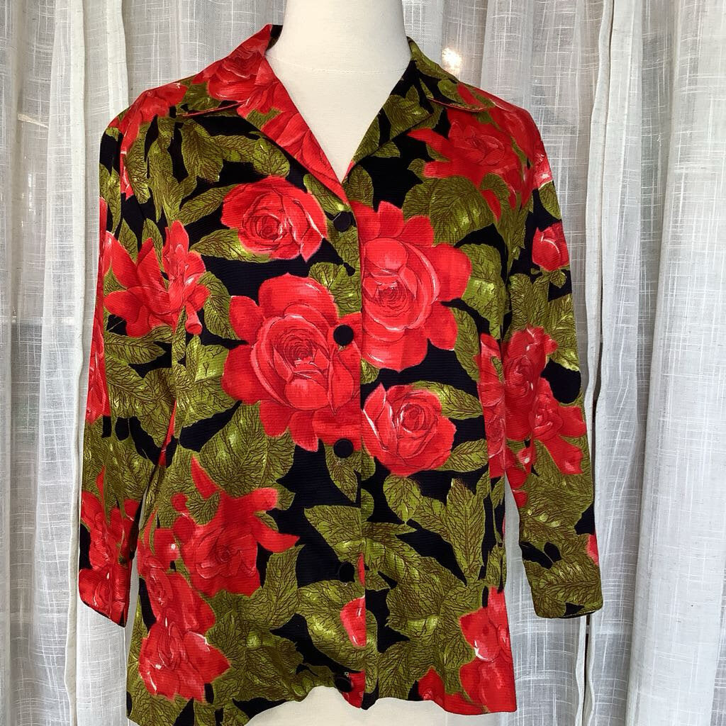 1970s Aladdin Cotton Rose Blouse