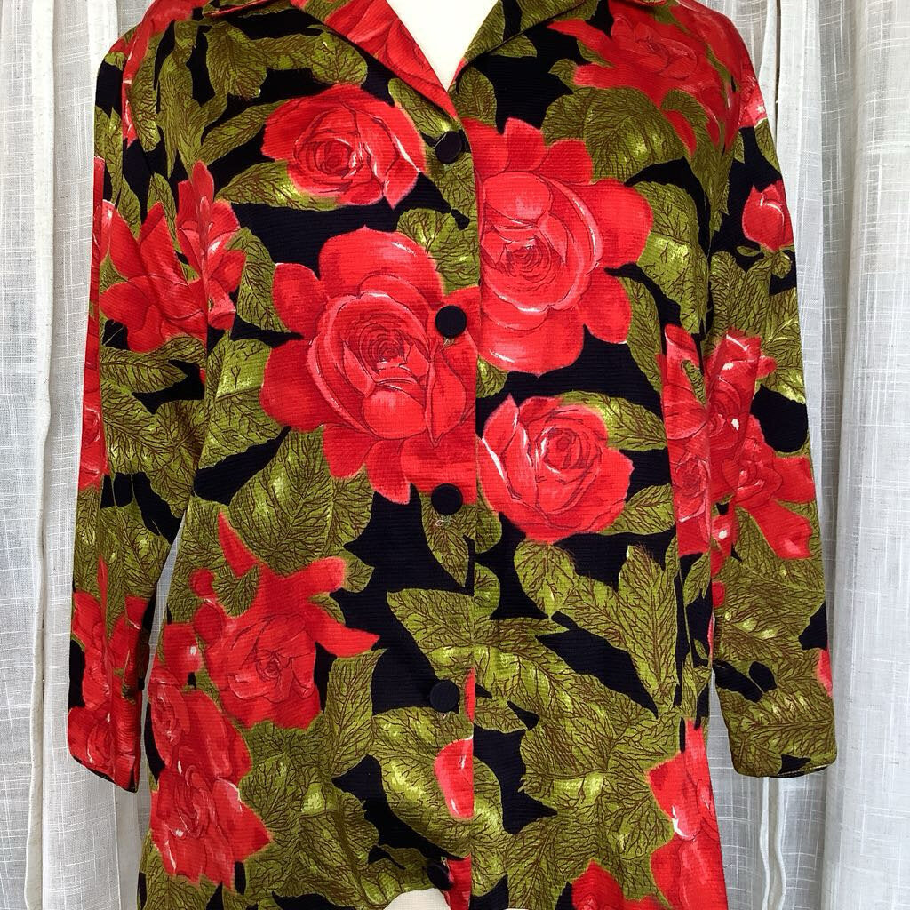 1970s Aladdin Cotton Rose Blouse