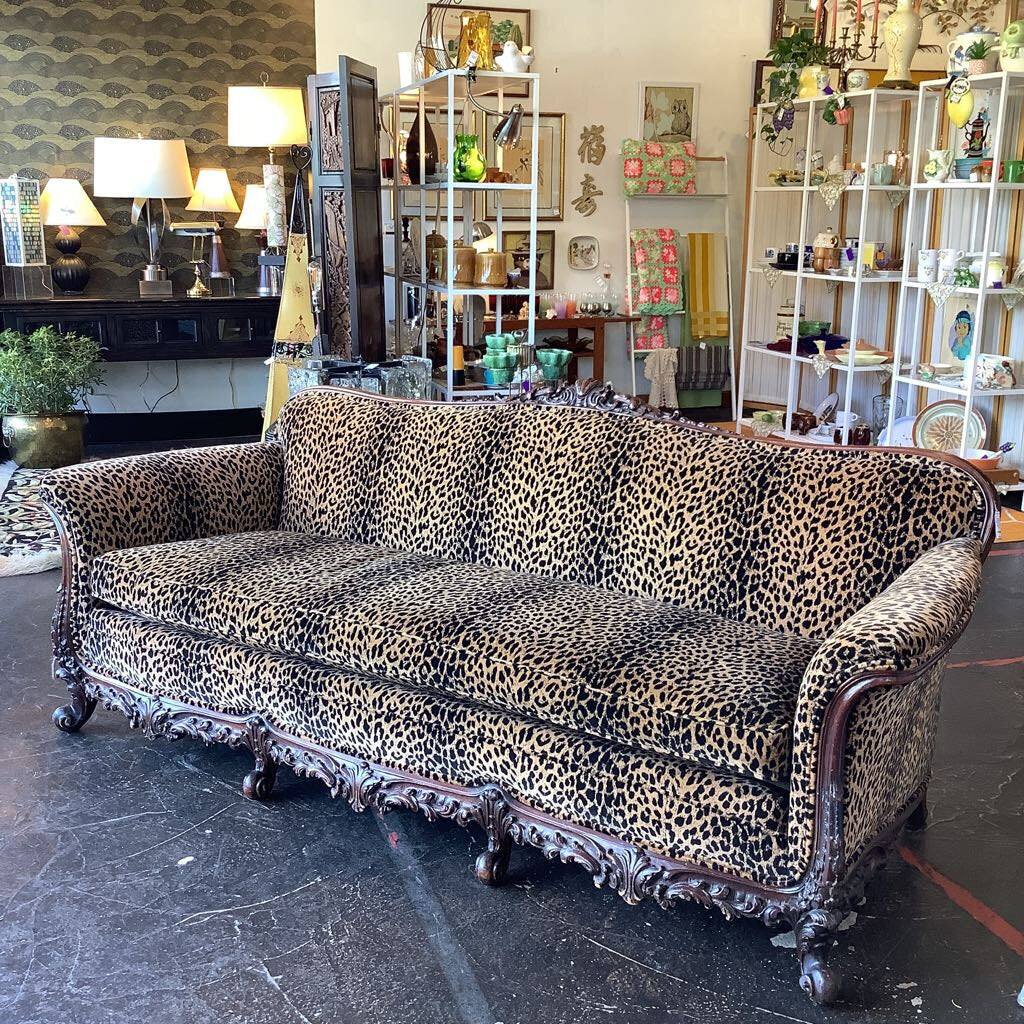 Vintage Glam Leopard Down Filled Sofa