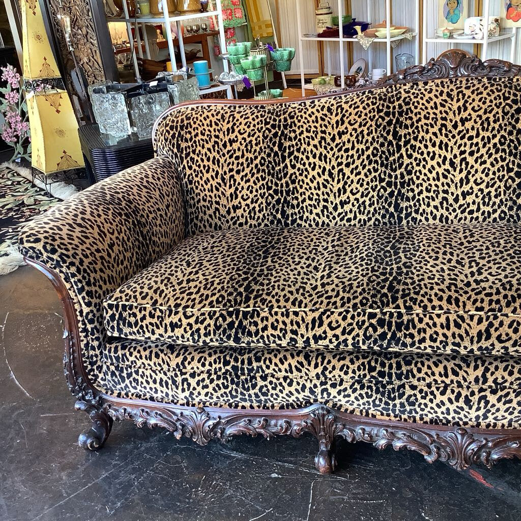 Vintage Glam Leopard Down Filled Sofa