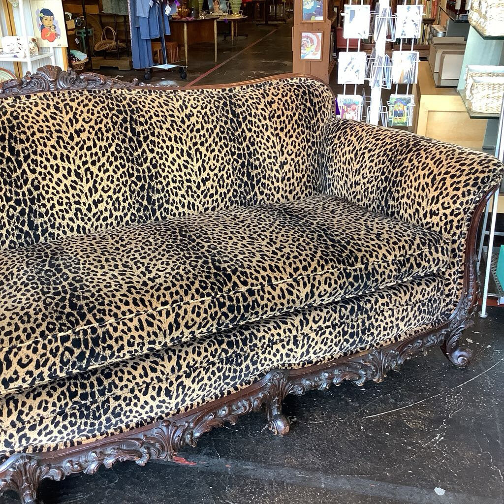 Vintage Glam Leopard Down Filled Sofa