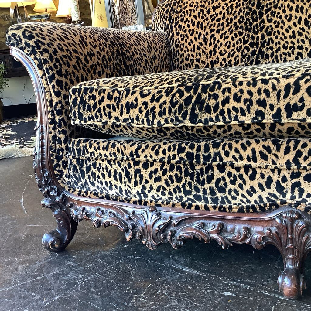 Vintage Glam Leopard Down Filled Sofa