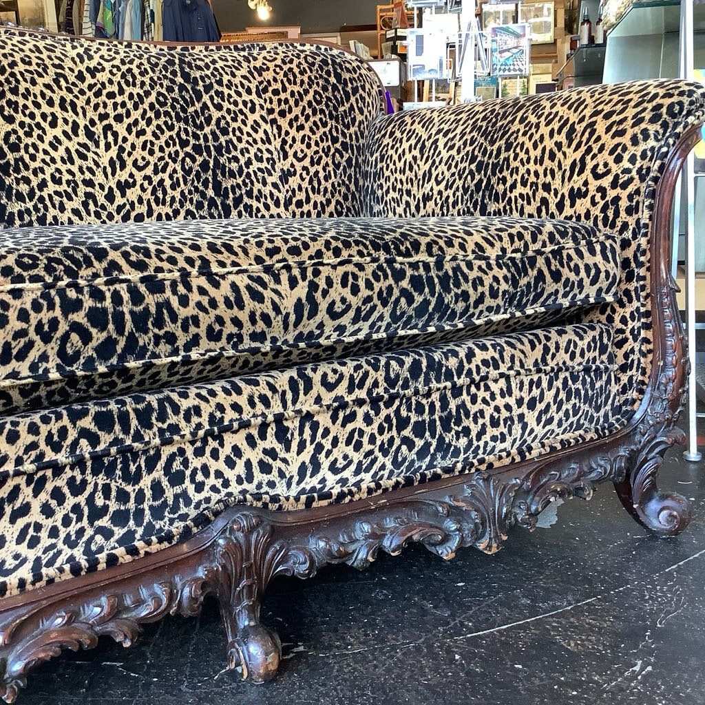 Vintage Glam Leopard Down Filled Sofa