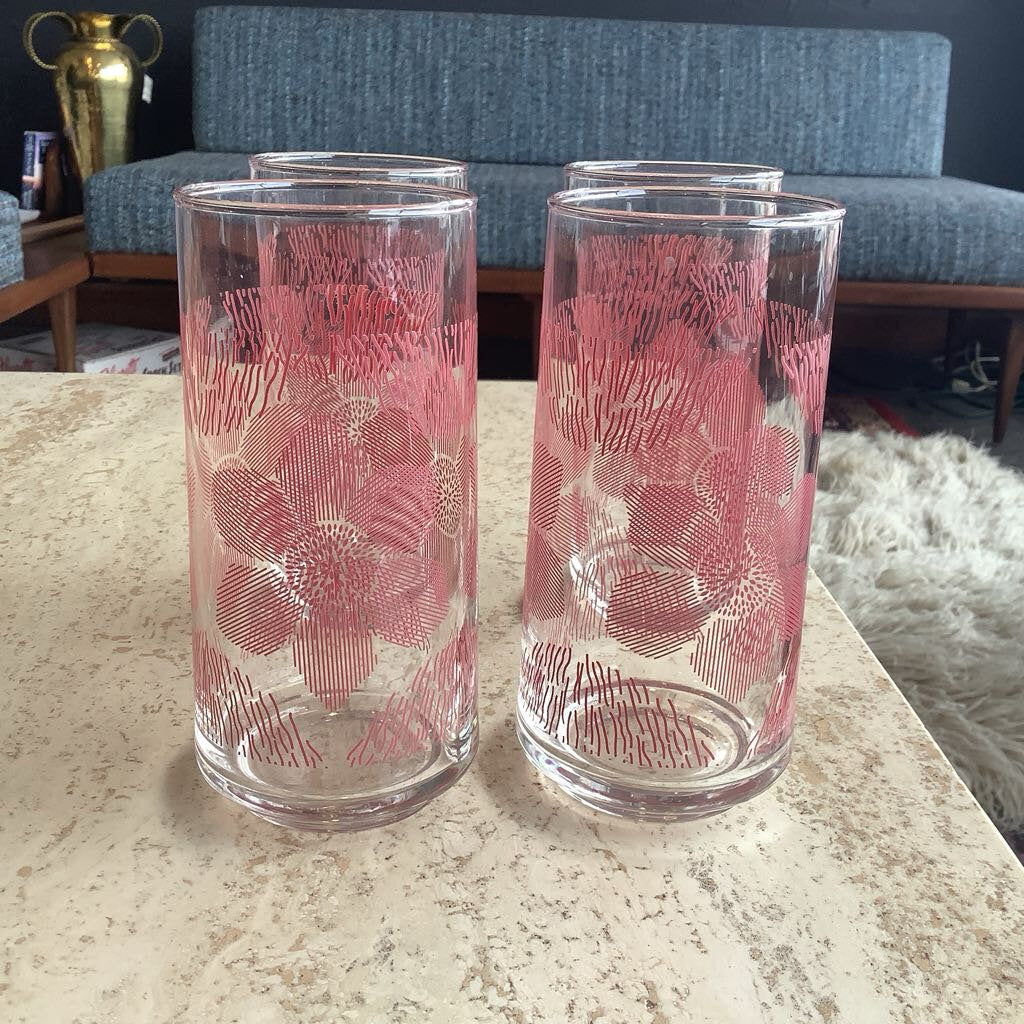 Vintage Libbey Floral Tumbler Set