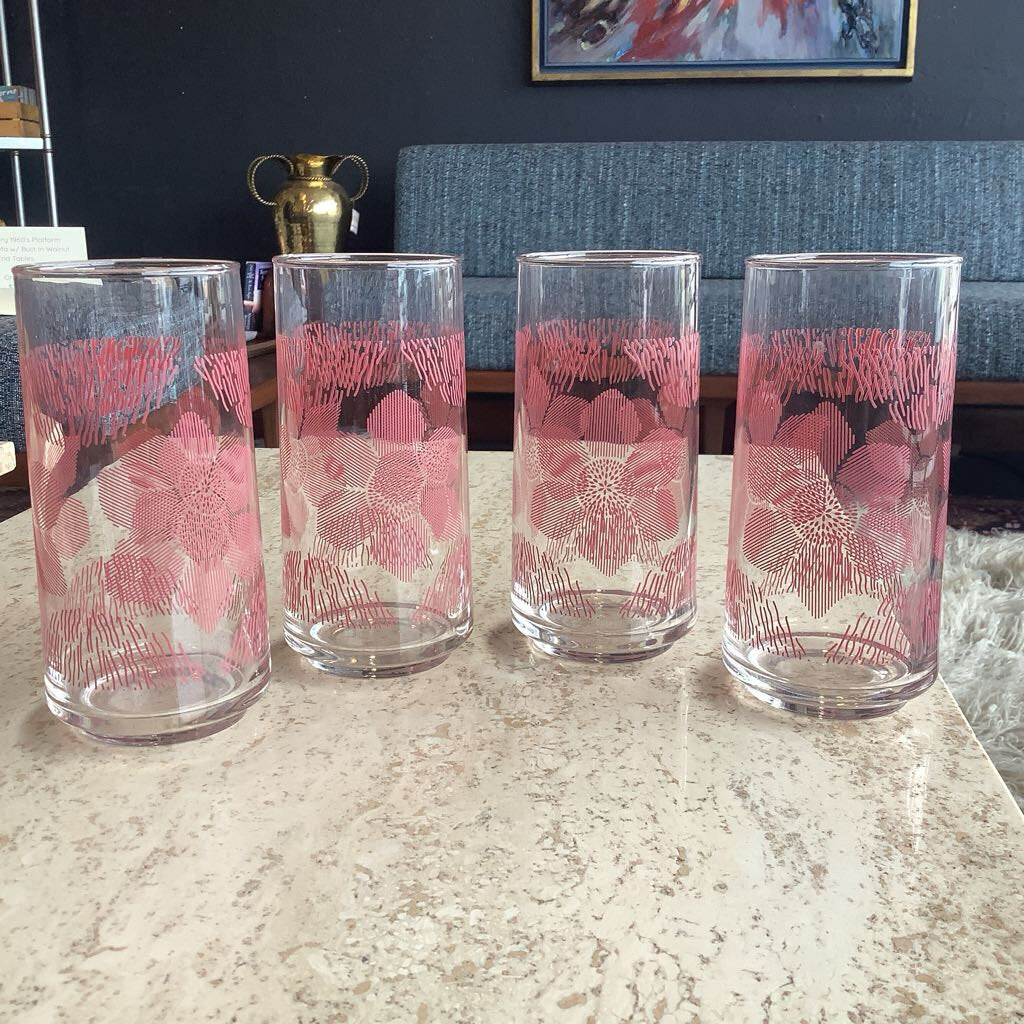 Vintage Libbey Floral Tumbler Set