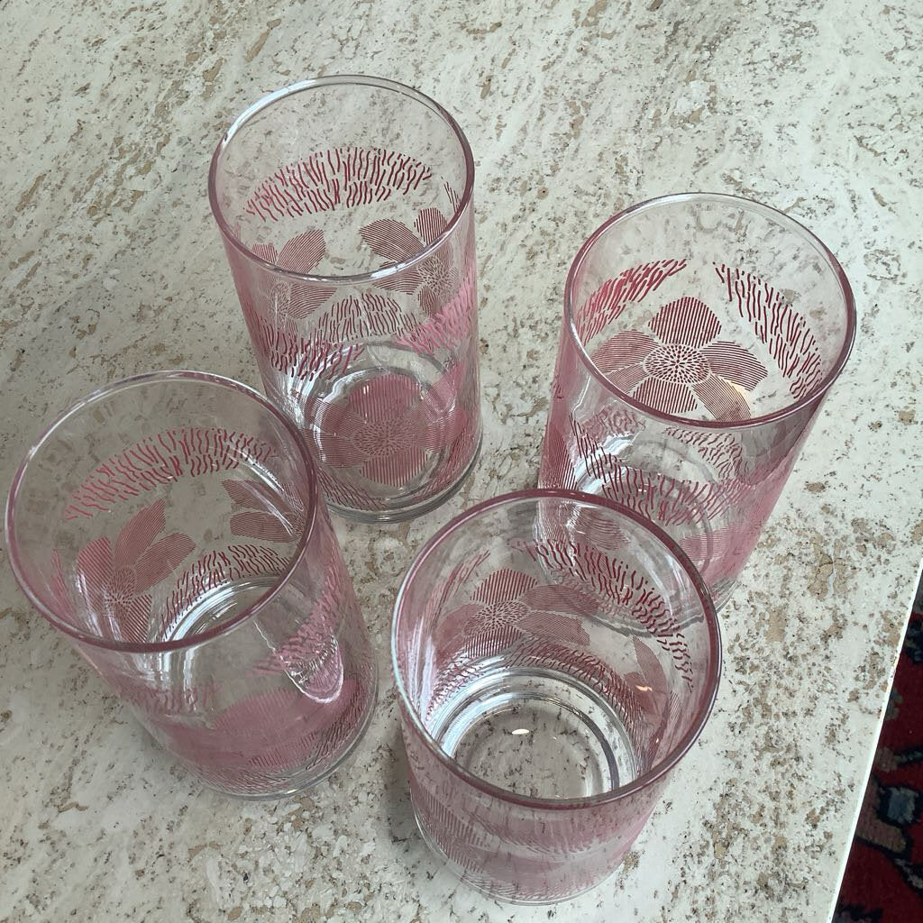 Vintage Libbey Floral Tumbler Set