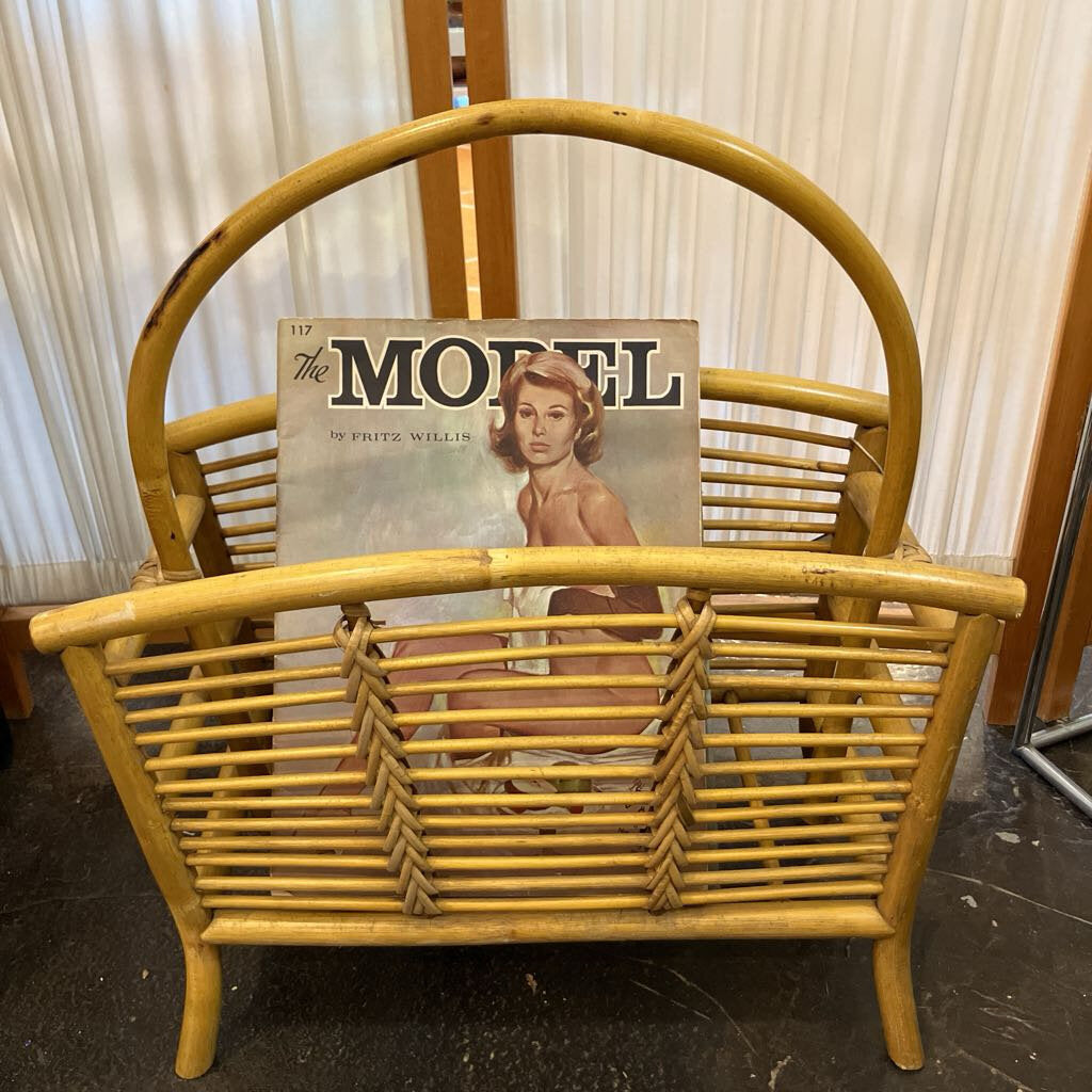 Vintage Rattan Magazine Rack