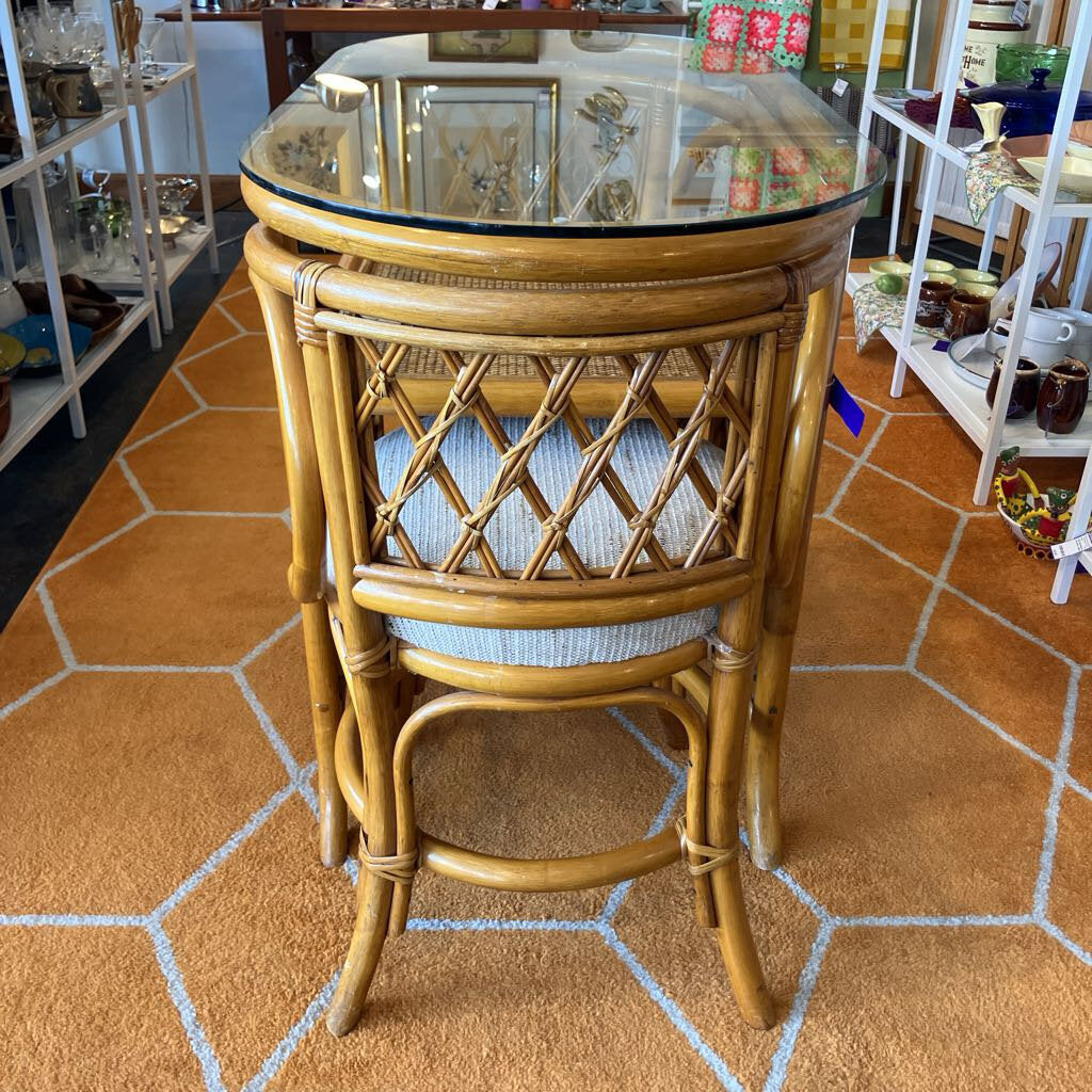 Vintage Rattan Honeymoon Table and Chairs Set