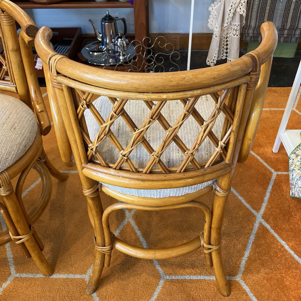 Vintage Rattan Honeymoon Table and Chairs Set