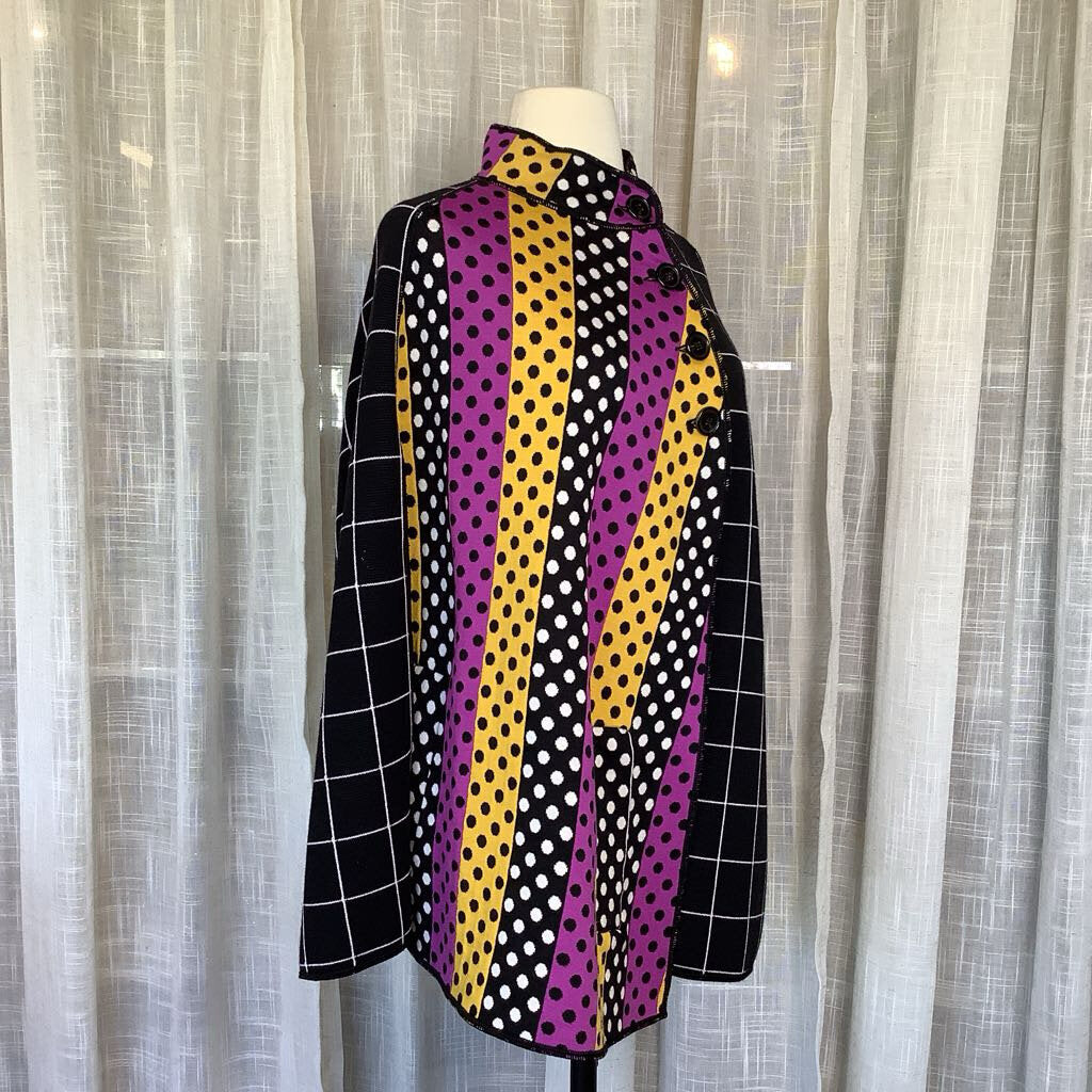 Color Block Shawl Poncho