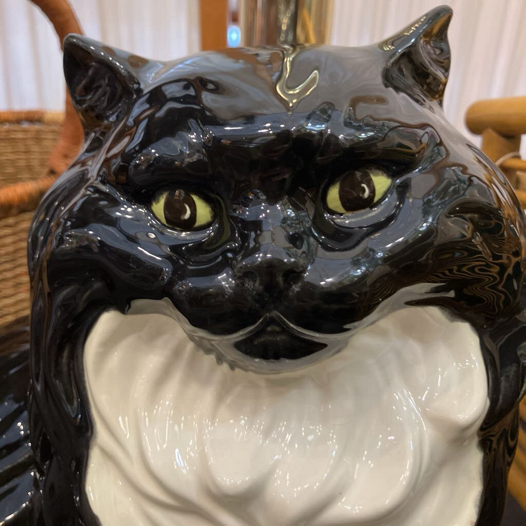 Vintage Ceramic Black and White Cat