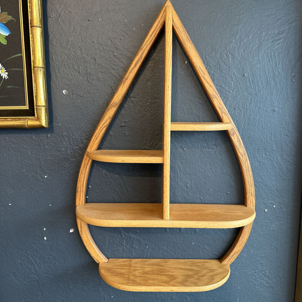 Mid Century Bentwood Teardrop Hanging Shelf