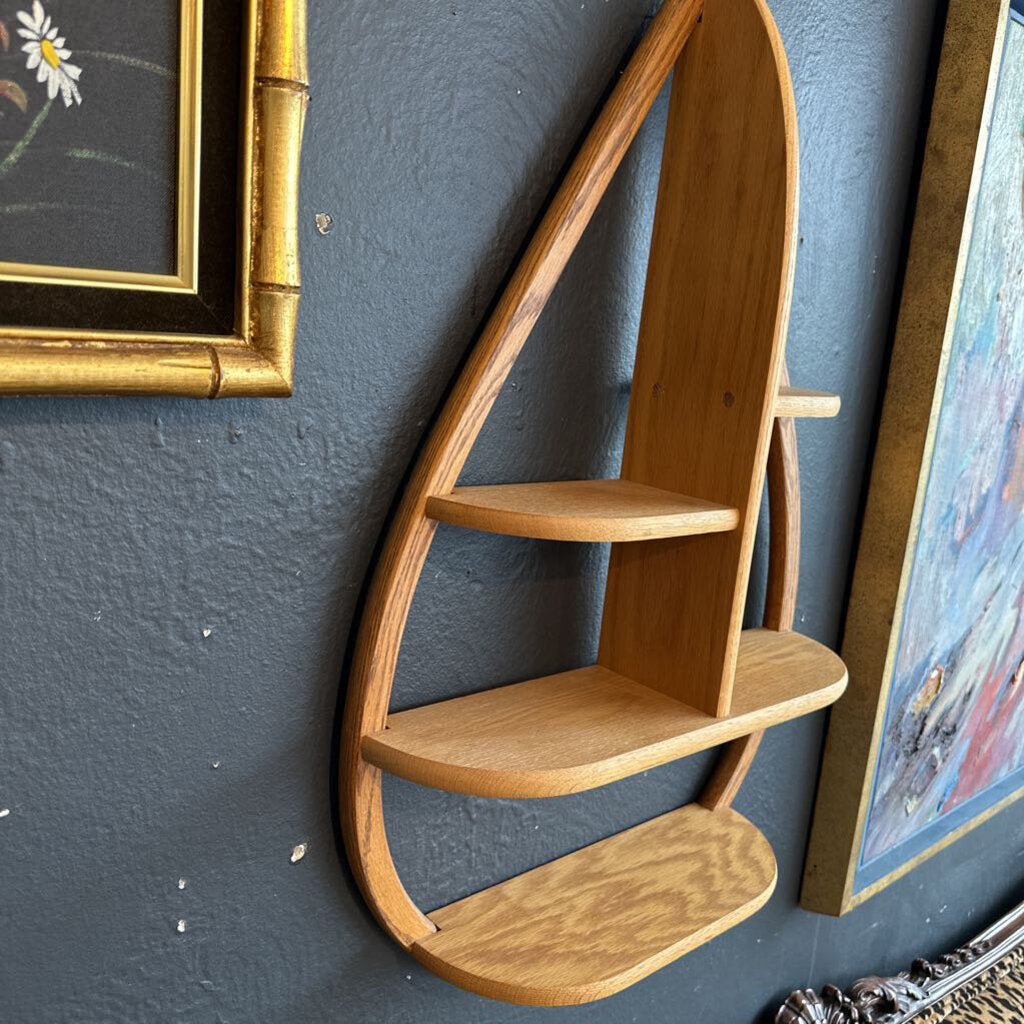 Mid Century Bentwood Teardrop Hanging Shelf