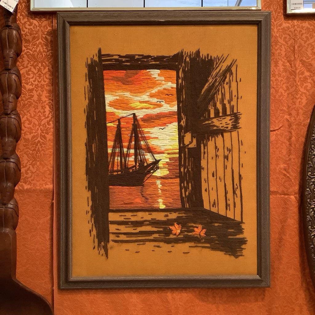 Vintage Embroidered Smooth Sailing Sunset