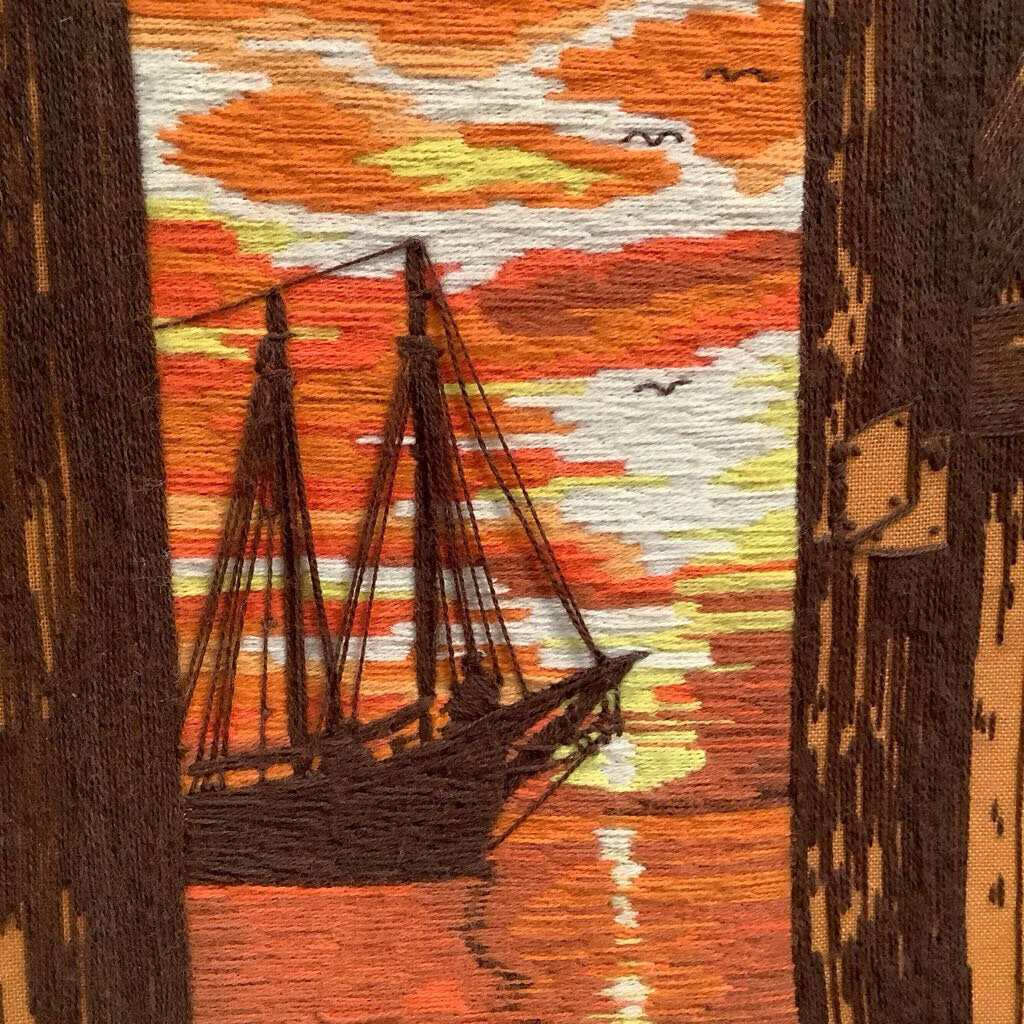 Vintage Embroidered Smooth Sailing Sunset