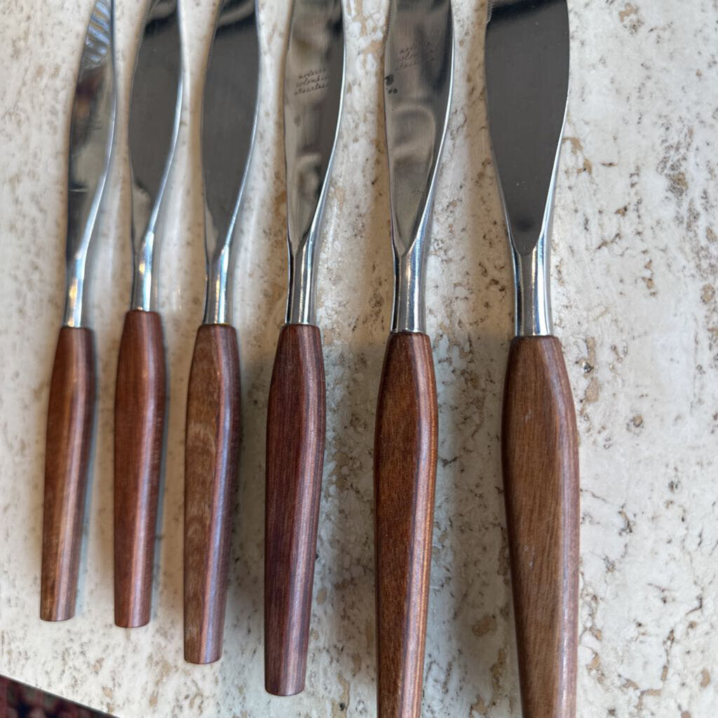 Mid Century Moderna Columbia Stainless Steak Knife Set (6)