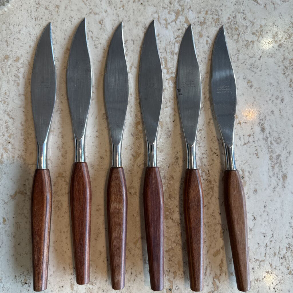 Mid Century Moderna Columbia Stainless Steak Knife Set (6)