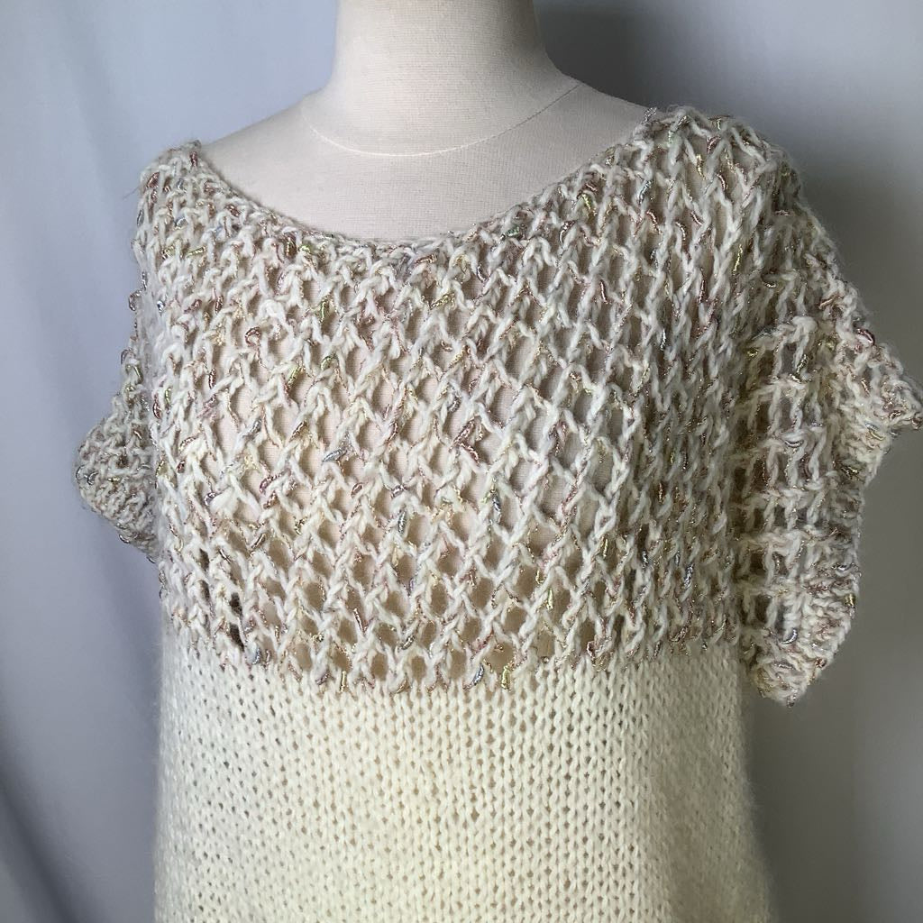 90s Hand Woven 2 Tone Knit Sweater w/ Metallica Thread