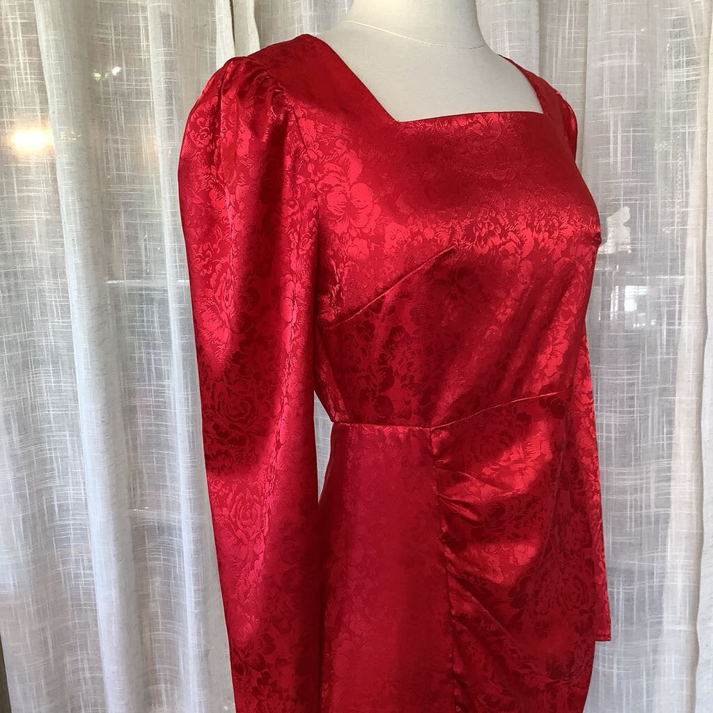 90s Handmade Silky Red Dress 28" B 34" S 24" L from Waist 37"