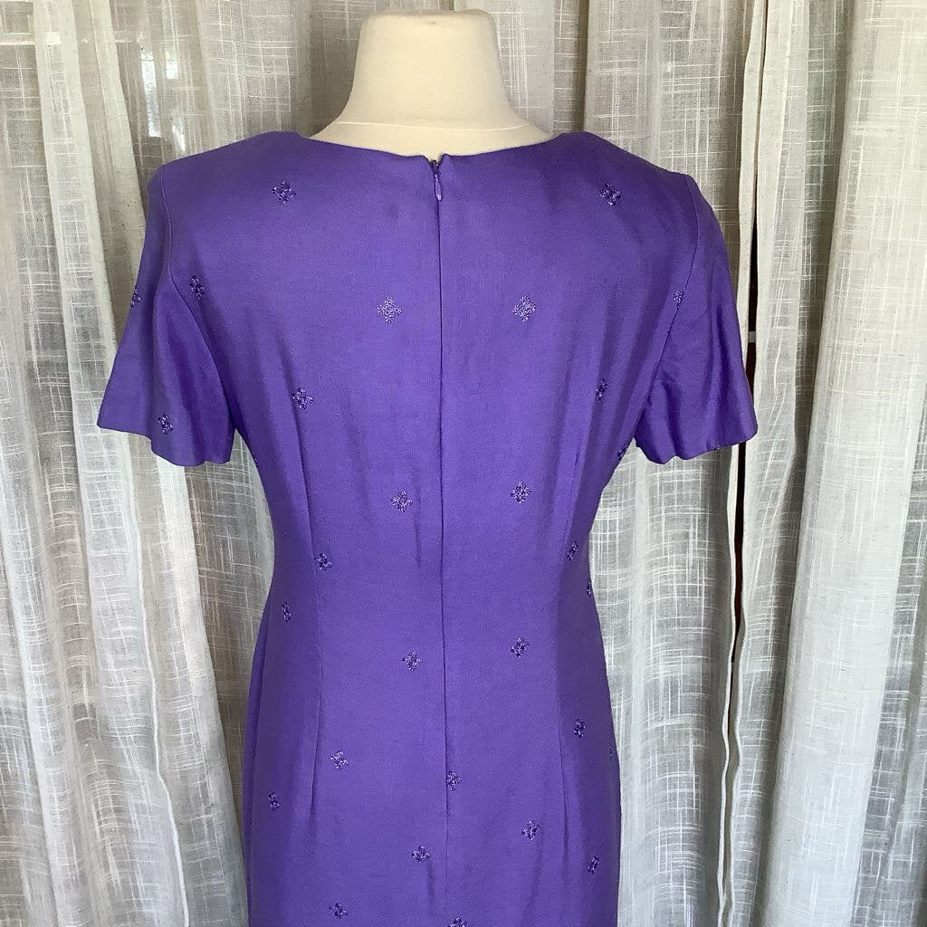 90s Lavender Talbot Dress L from Back 46" W 32" B 36"