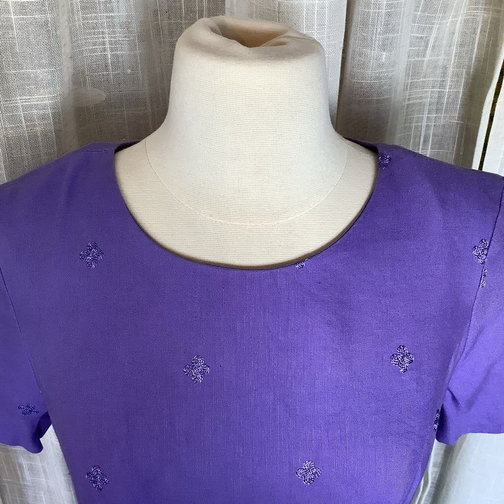 90s Lavender Talbot Dress L from Back 46" W 32" B 36"