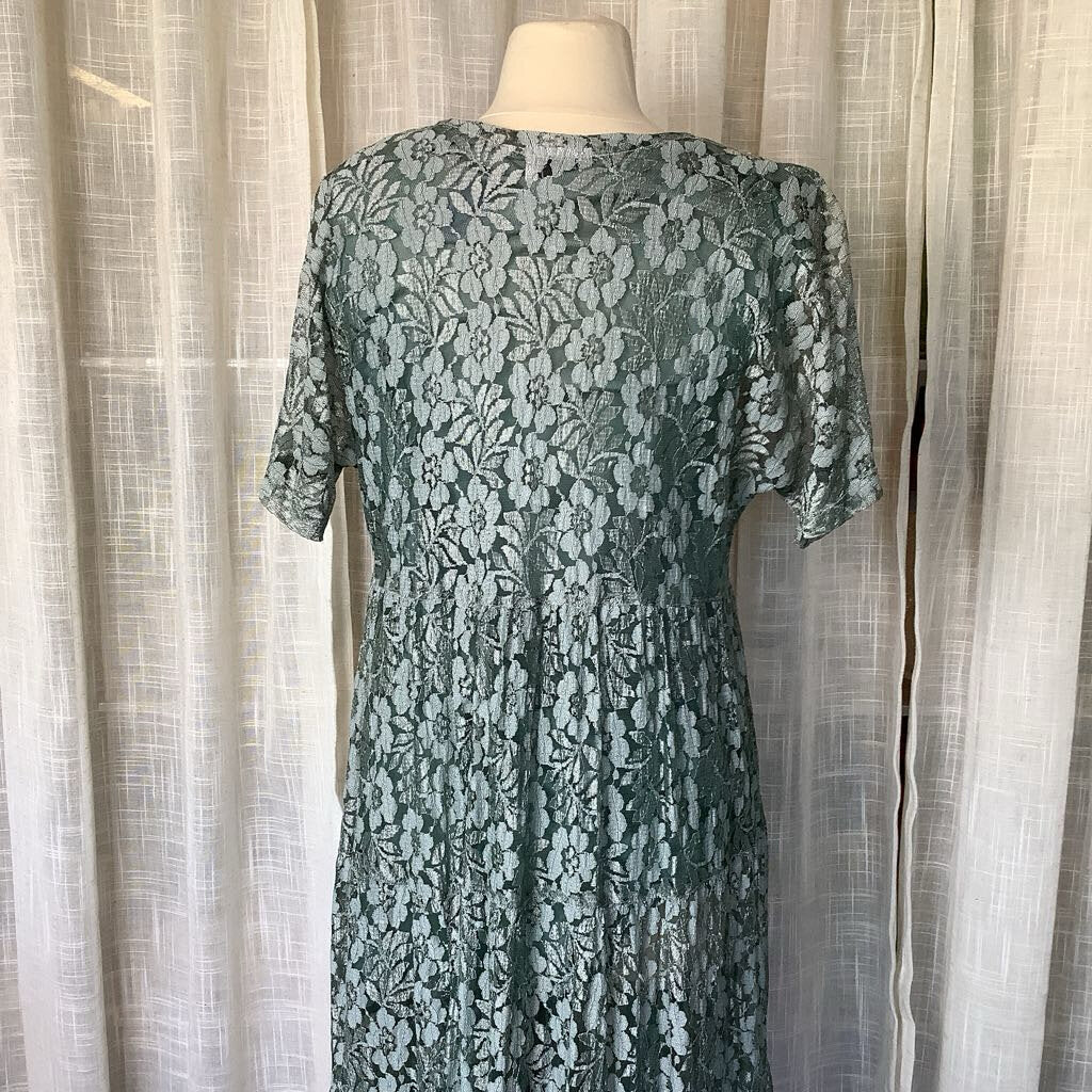 1990s Sage Green Lace Dress