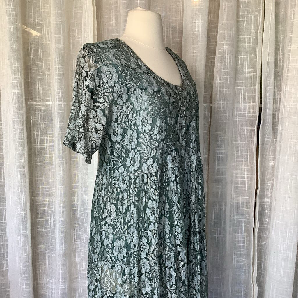 1990s Sage Green Lace Dress