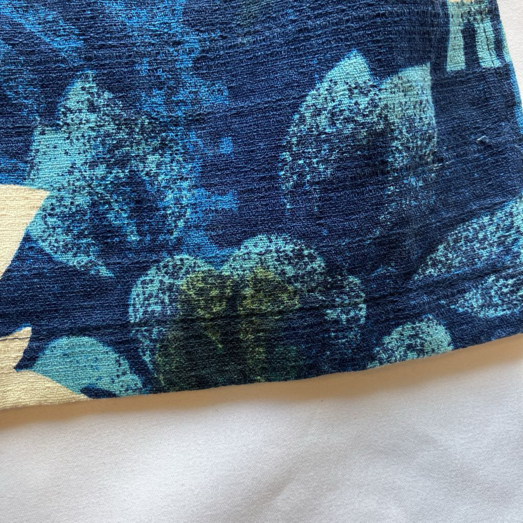 Vintage 1970s Blue Hawaii Barkcloth Shirt