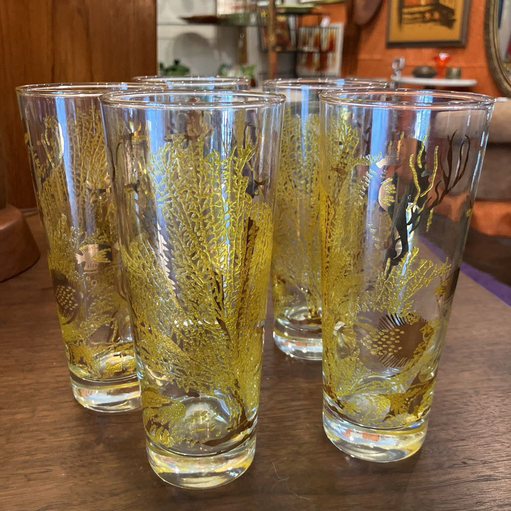 Mid-Century Bartlett Under the Sea Collins Glasses