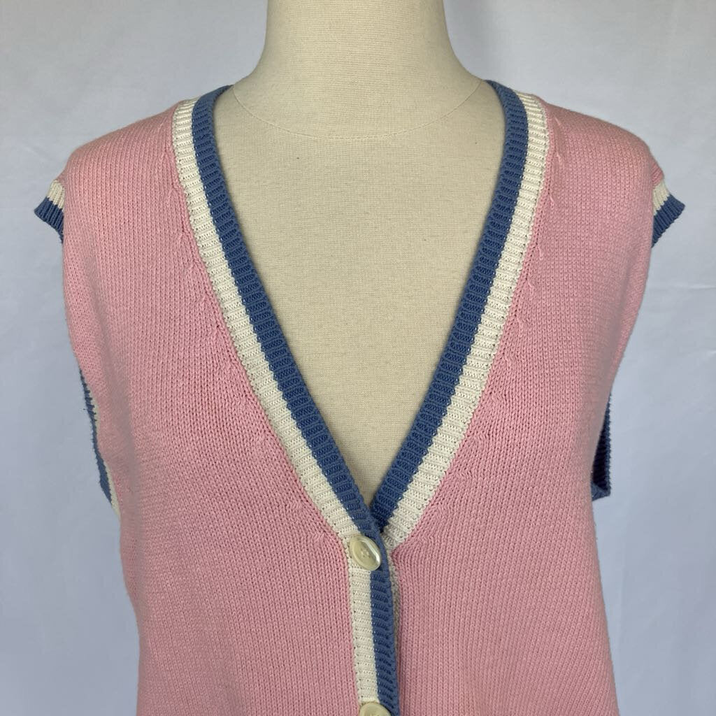 1980s Pink Knit Vest w/ Pockets