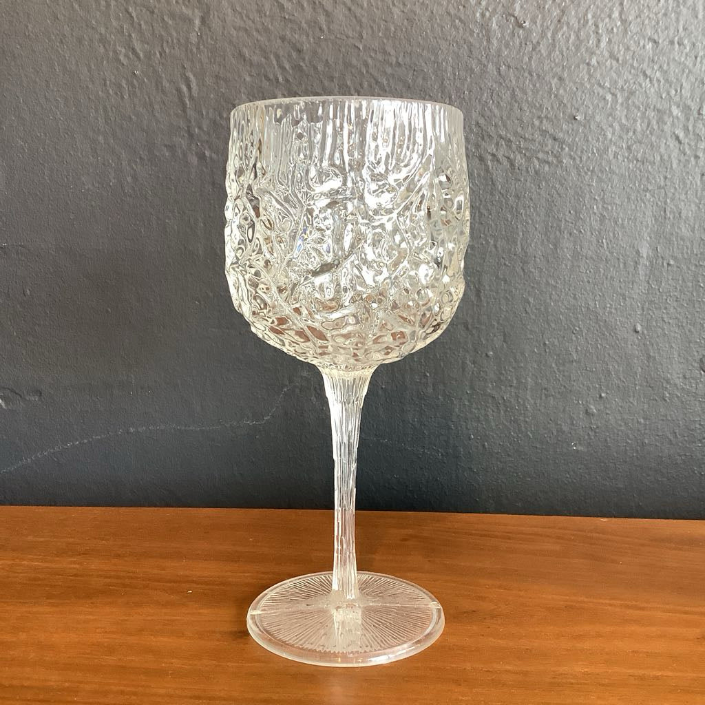 Vintage Norse Ware Acrylic Wine Goblets Crystal Ice Pattern