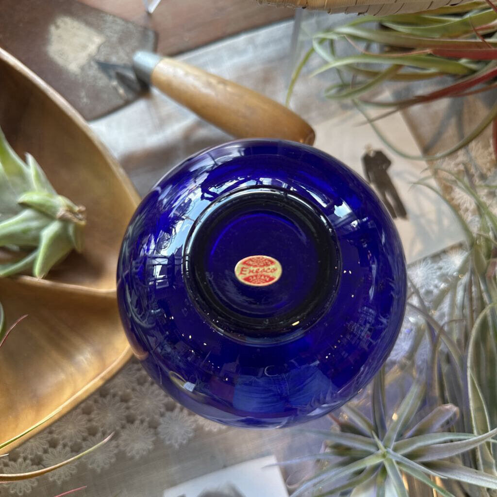 Vintage Enesco Cobalt Blue Round Vase