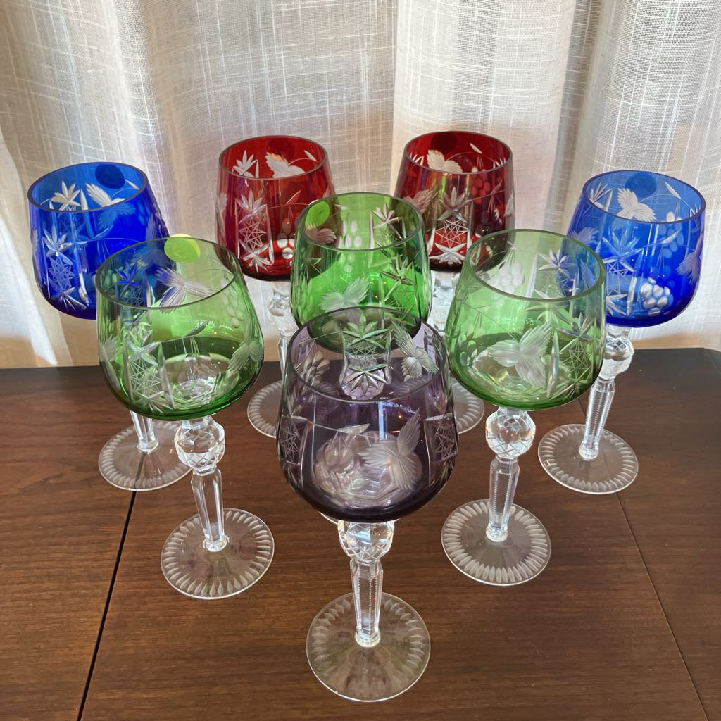 Vintage Poland Hortensja (Hortensia) Crystal Wine Glasses