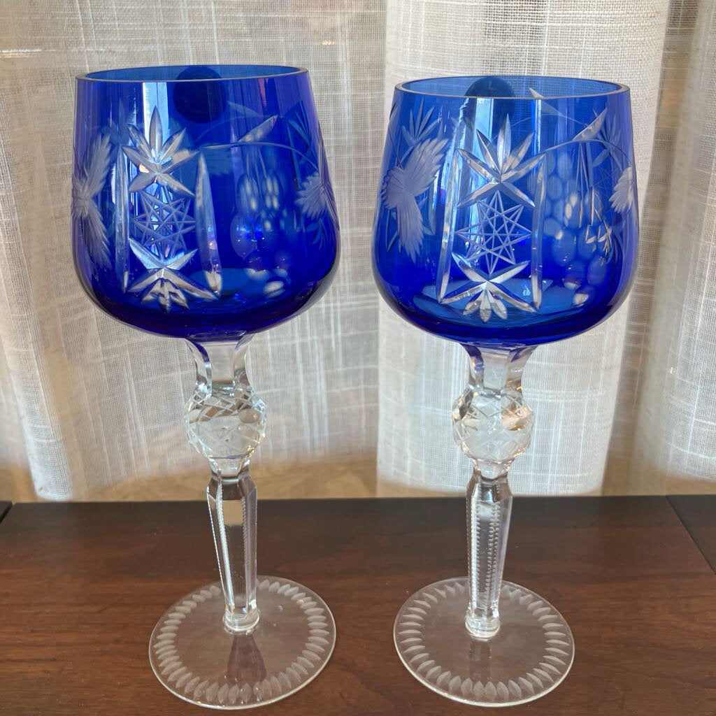 Vintage Poland Hortensja (Hortensia) Crystal Wine Glasses