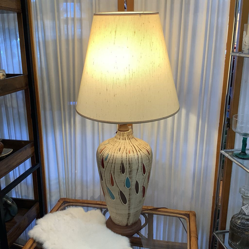 Mid Century Modern Lamp w colored teardrops