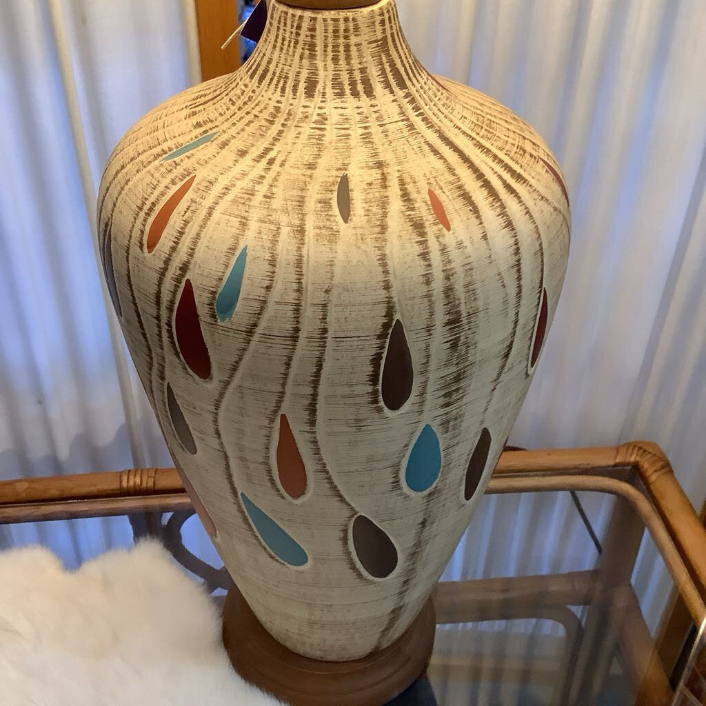 Mid Century Modern Lamp w colored teardrops