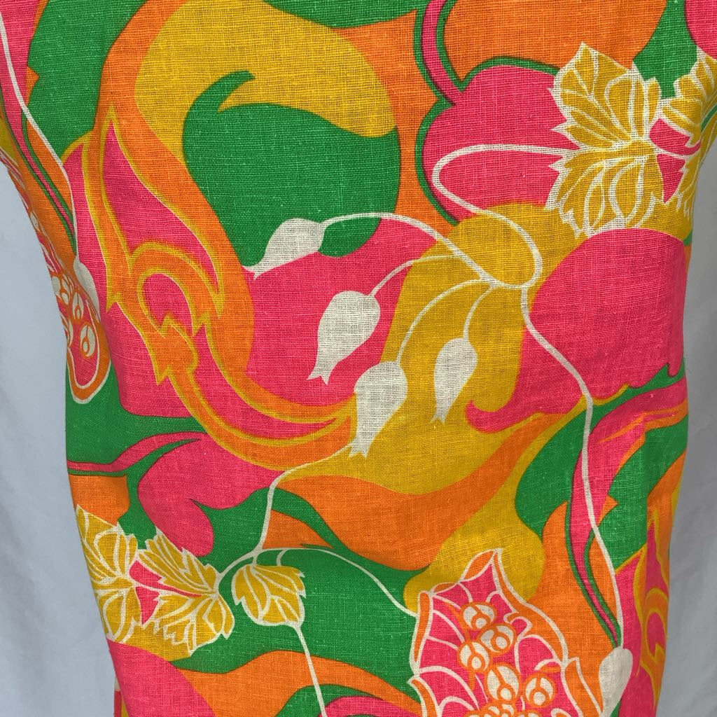 1960s Pink and Green Floral Shift Dress