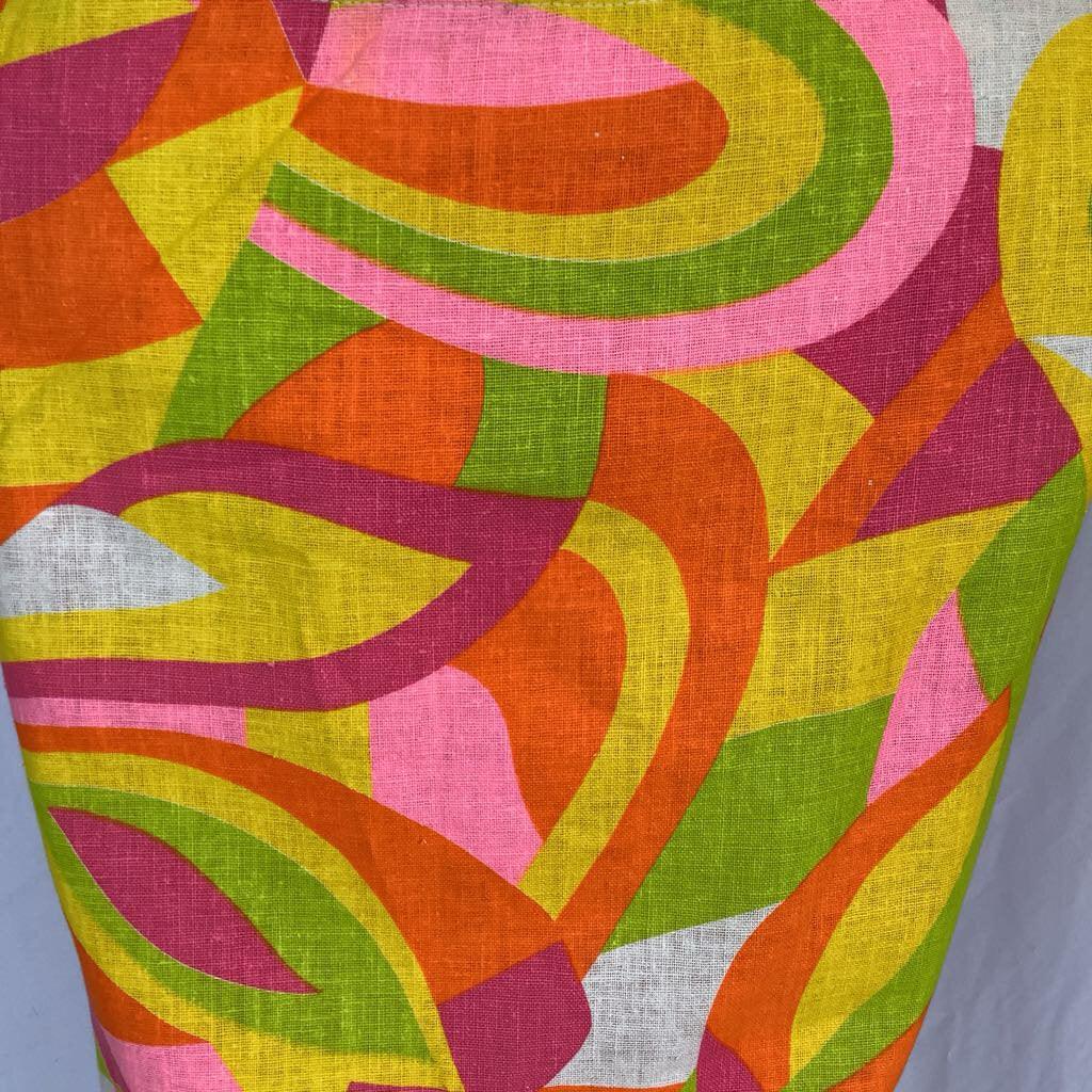 1960s Pink and Orange Geometric Shift Dress