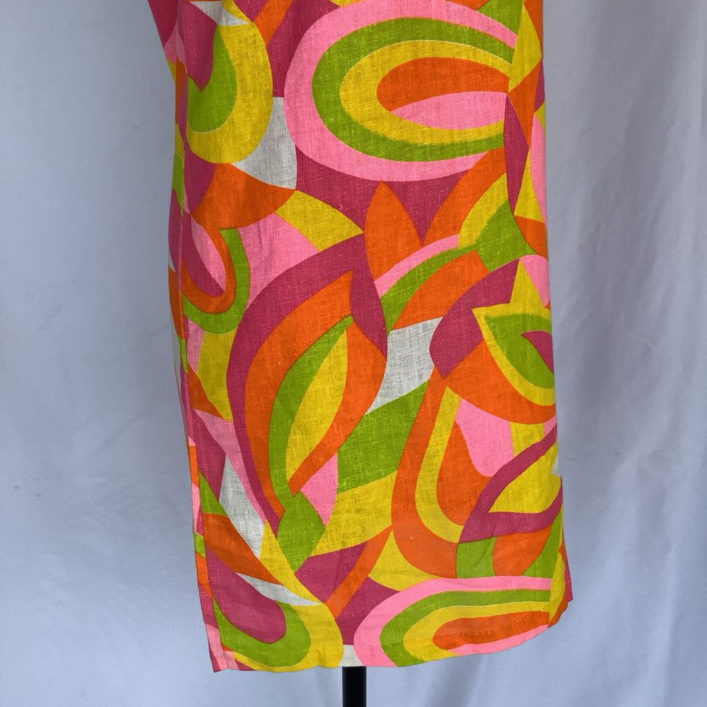 1960s Pink and Orange Geometric Shift Dress